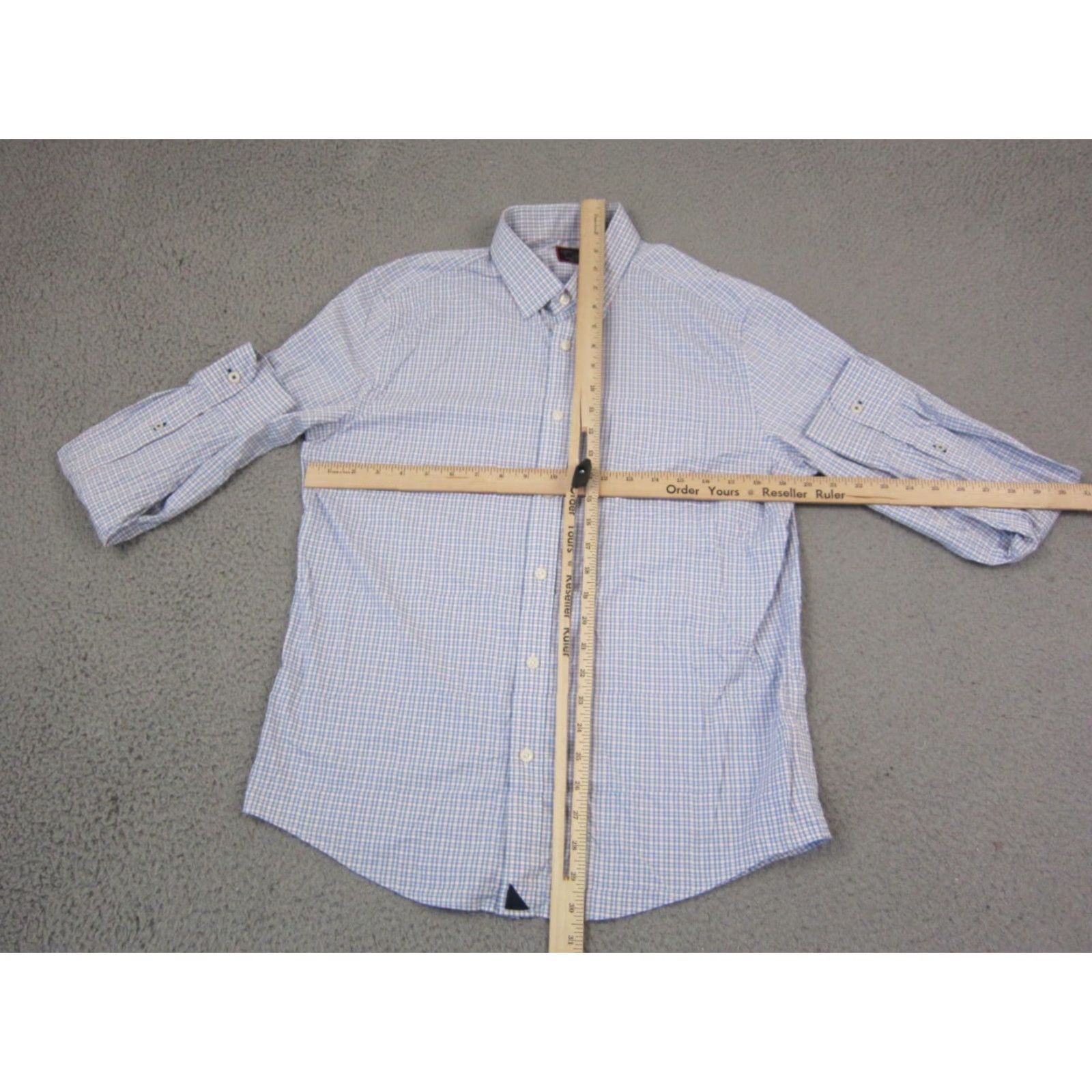 UNTUCKit UNTUCKit Shirt Large Blue Check Gingham Button Up Mens Formal Casual Button-Up Style Classic 70s? Size 42R - 5 Thumbnail