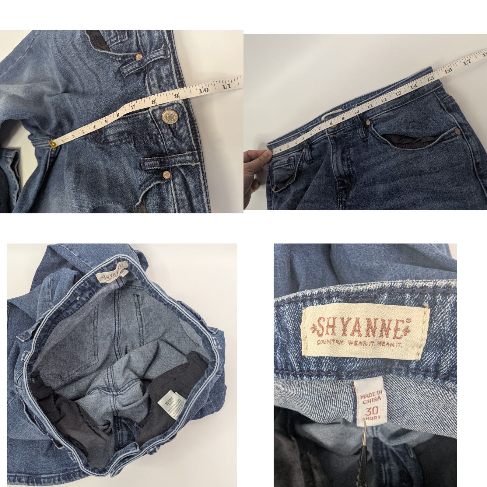 Vintage Shyanne Jeans Bootcut Denim 30 Women Blue Mid Basic 5-Pocket Stretch Comfort Logo Rhinestone Zipper Button Size 30" / US 8 / IT 44 - 8 Thumbnail