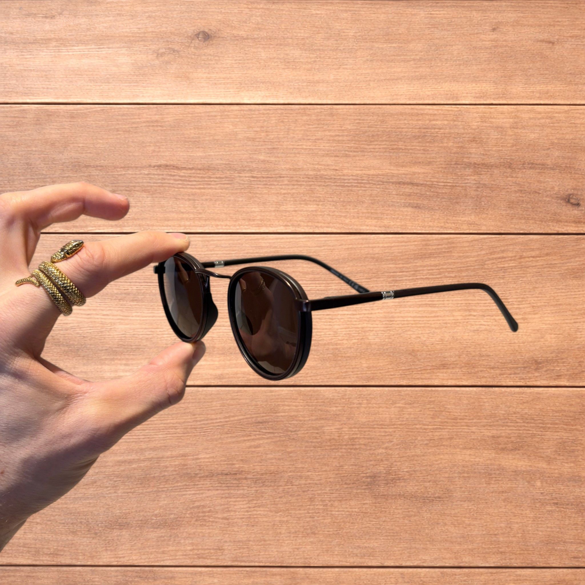 Japanese Brand Vintage steampunk round sunglasses in brown w/ brown lens. Size ONE SIZE - 3 Thumbnail