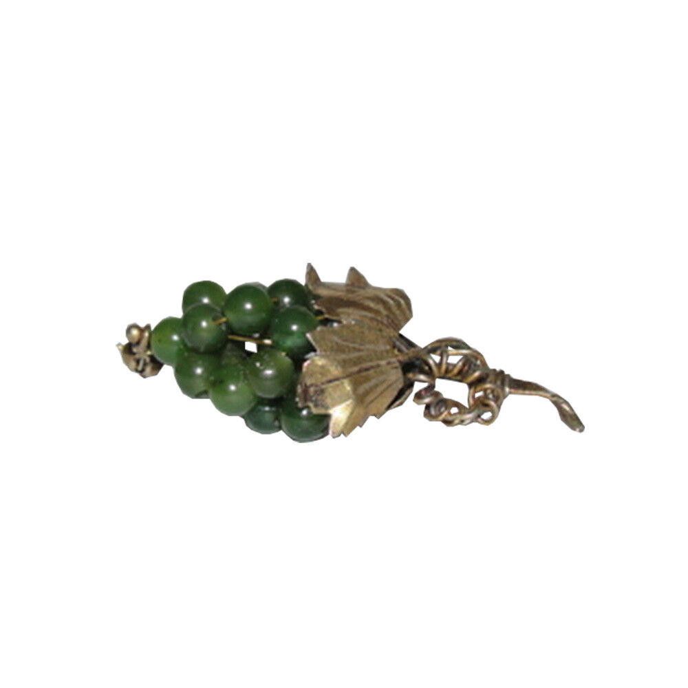 Designer Sterling Silver Nephrite Jade Bead Grape Brooch Size ONE SIZE - 1 Thumbnail