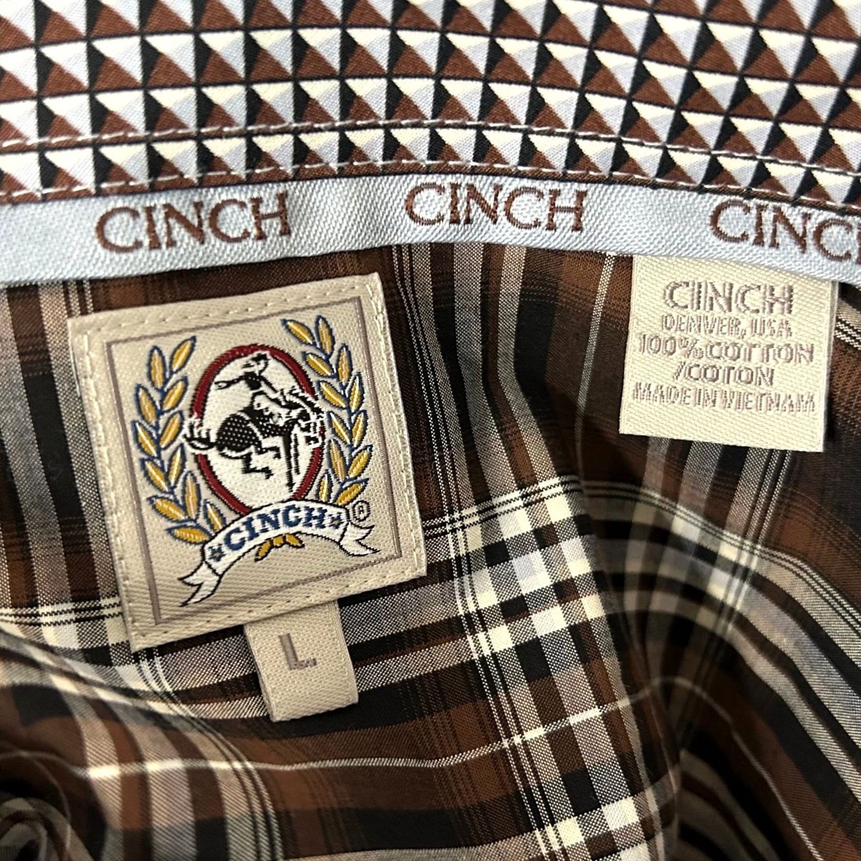 Vintage Cinch Large Rodeo Wear Brown Plaid Western Button Down Shirt Cotton Mens Size US L / EU 52-54 / 3 - 3 Thumbnail