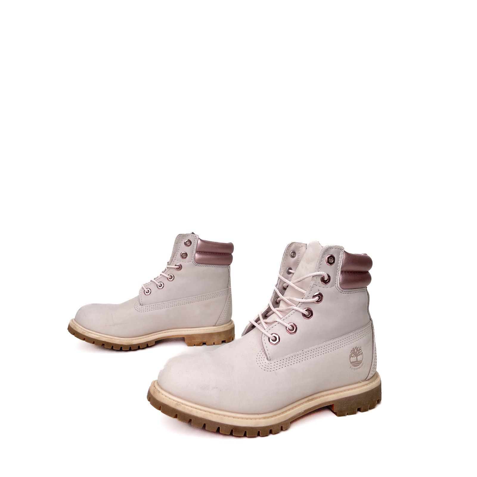 Timberland Grey & Metallic Pink Combat Boots Size US 9 / IT 39 - 6 Thumbnail