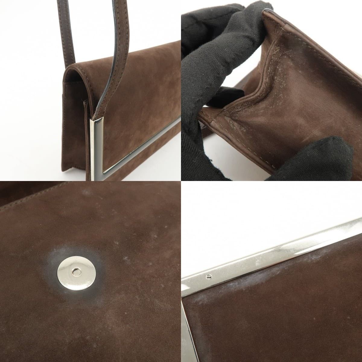Salvatore Ferragamo Ferragamo Suede Shoulder Bag Brown Size ONE SIZE - 6 Thumbnail