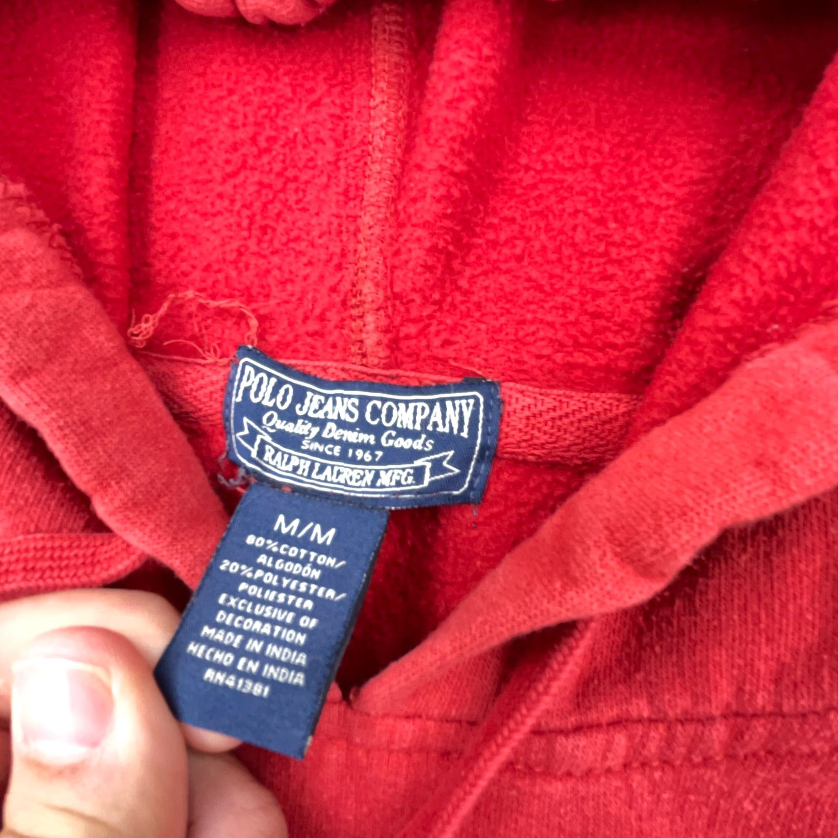Ralph Lauren VINTAGE Polo Ralph Lauren Hoodie Men M Red Sweatshirt PRL Y2K Faded Hoodie Pullover Logo Embroidered Size US M / EU 48-50 / 2 - 3 Thumbnail