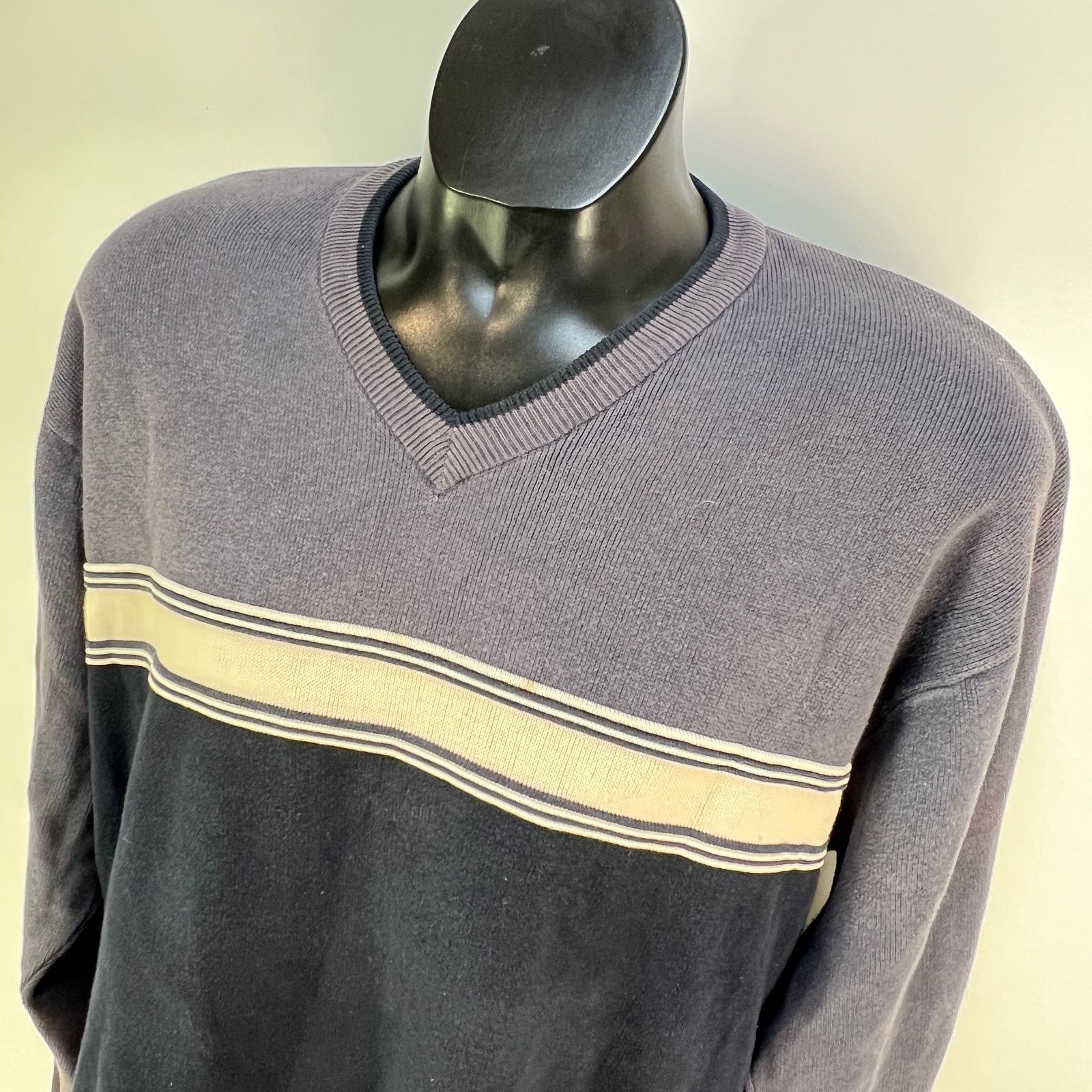 Gap Vintage GAP Cotton Sweater Blue Stripe Size US XL / EU 56 / 4 - 2 Thumbnail