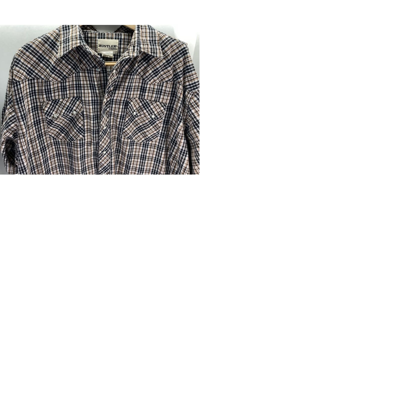 Wrangler Wrangler Shirt Men 3XL Pearl Snap Plaid Short Sleeve Brown Gold Threads Size US XXL / EU 58 / 5 - 10 Thumbnail
