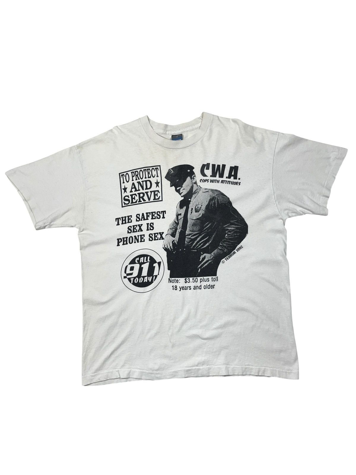 Vintage Vintage 1992 Terror Worldwide Don Rock Cops With Attitudes T Size US XL / EU 56 / 4 - 1 Thumbnail