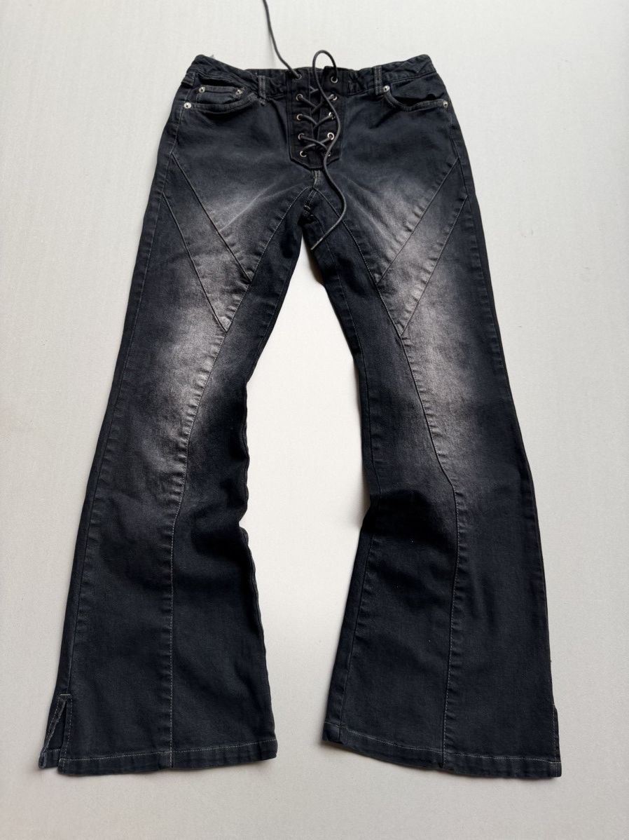 lace up flare jeans