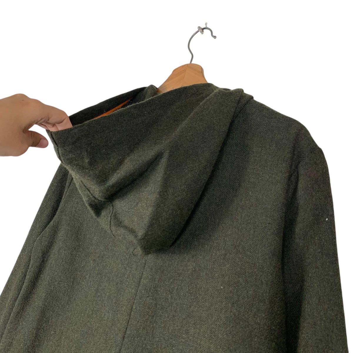 Other INVITATION Olive Green Wool Hooded Overcoat #1377-C62 Size US XS / EU 42 / 0 - 9 Thumbnail
