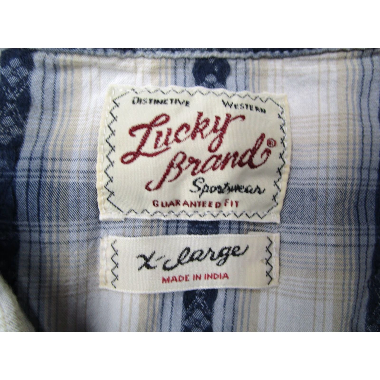 Lucky Brand Lucky Brand Shirt Mens XL Gray Check Button-Up Pearl Snaps Western Cowboy Leather? (No) Size US XL / EU 56 / 4 - 3 Thumbnail