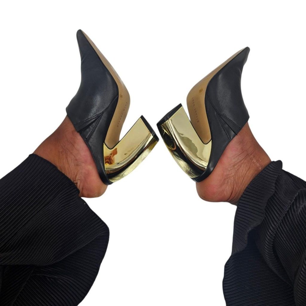Ganni Black & Gold Leather Gianni Binni Mules Size US 9 / IT 39 - 4 Thumbnail