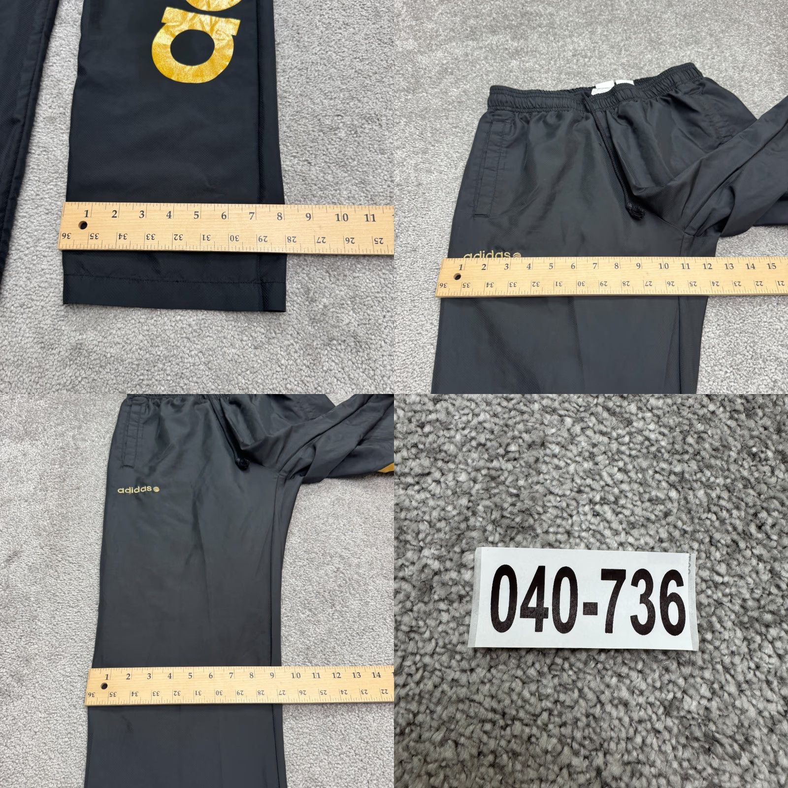Adidas Adidas Neo Graphic Track Pants Mens Medium Black Gold Lightweight Activewear Size US 31 - 11 Thumbnail