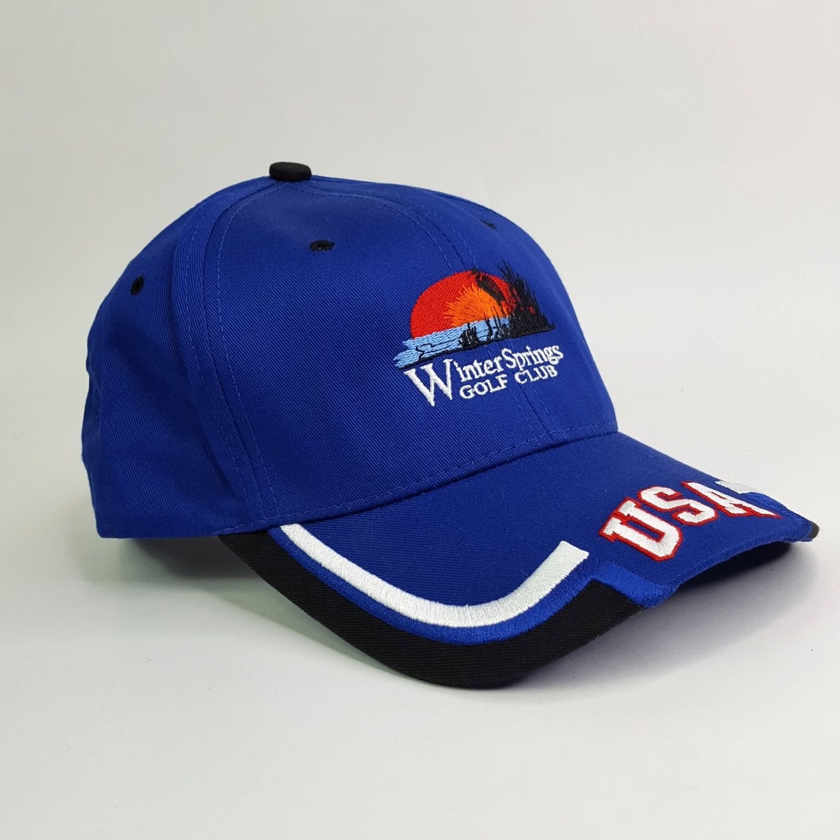 Vintage VTG Winter Springs Golf Club PGA Adjustable USA Snapback Hat Baseball Cap Navy Blue Town Talk Mens Size ONE SIZE - 2 Thumbnail