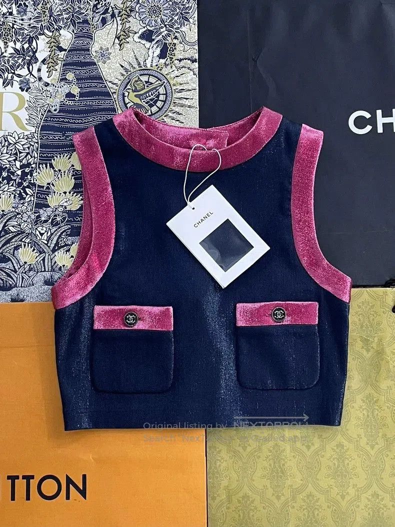 Chanel Blue Pink Sleeveless Top.