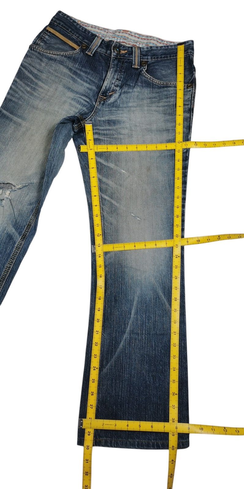 Tornado Mart Vintage Edwin Distressed Flared,Bootcuts Jeans Size US 31 - 10 Thumbnail