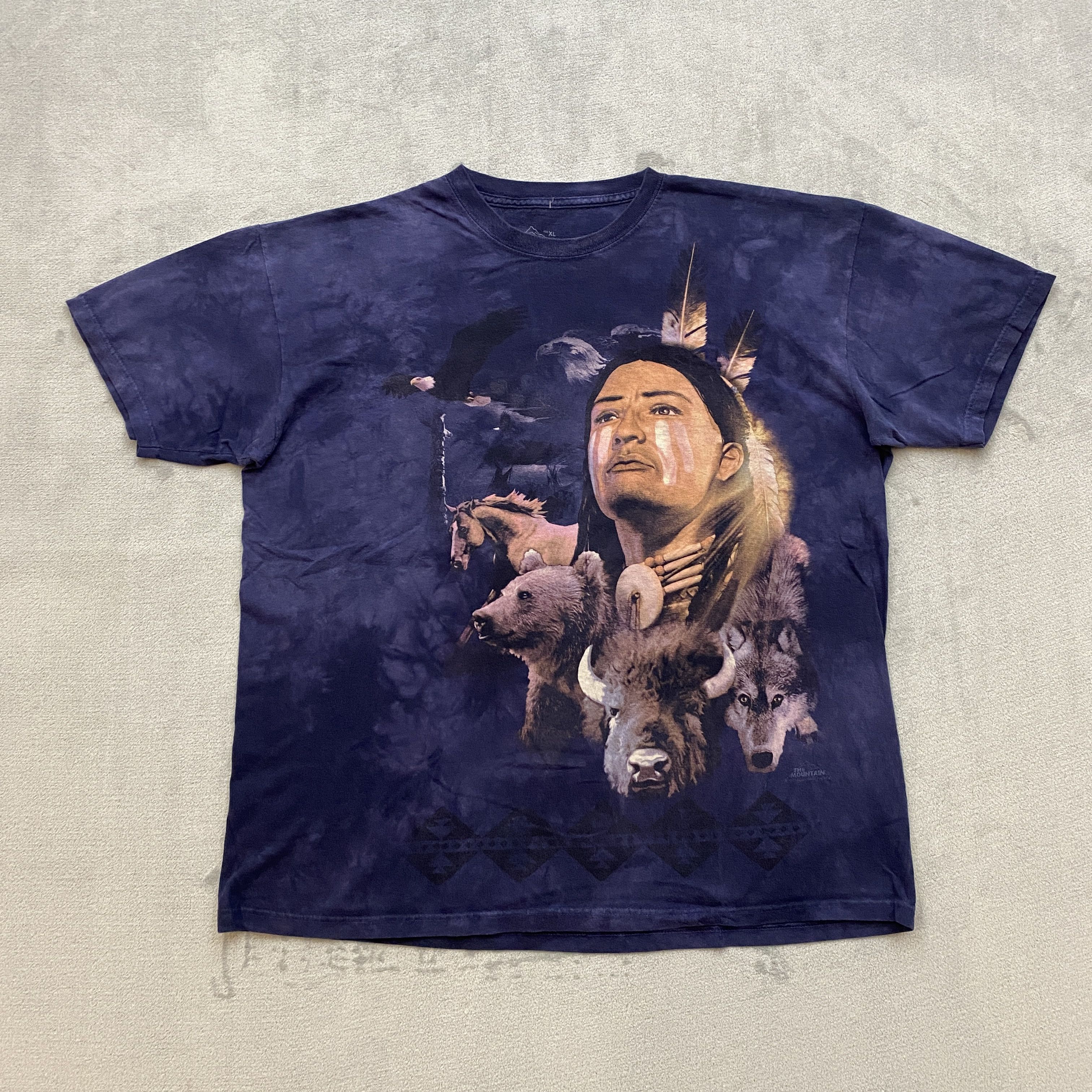 The Mountain × Vintage Y2K T Shirt Men XL VANISHING NATIVE WILDLIFE Blue Tie Dye Size US XL / EU 56 / 4 - 1 Thumbnail