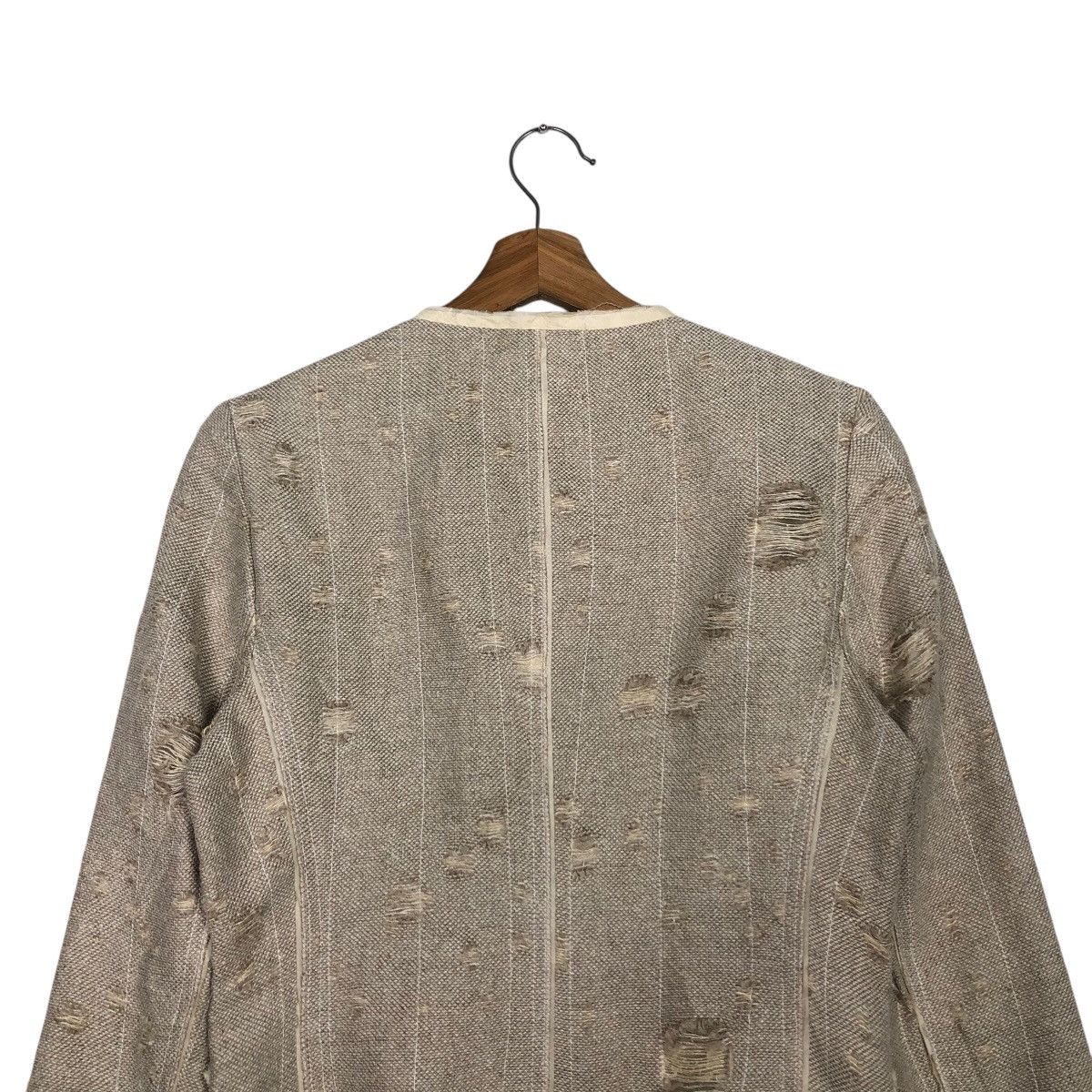 Prada 📌Rich Grey Cropped Distressed Tweed Jacket Prada Milano Size M / US 6-8 / IT 42-44 - 10 Thumbnail