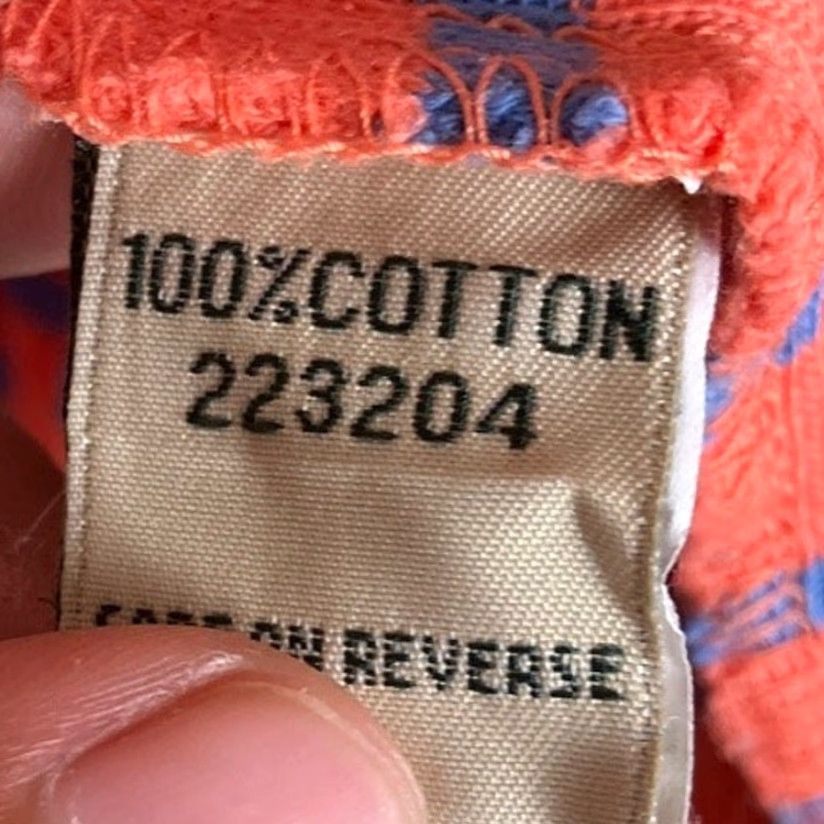 Vintage LL Bean Womens Sweater Orange Blue Stripe 1/4 Zip Long Sleeve 100% Cotton Large Size L / US 10 / IT 46 - 7 Thumbnail