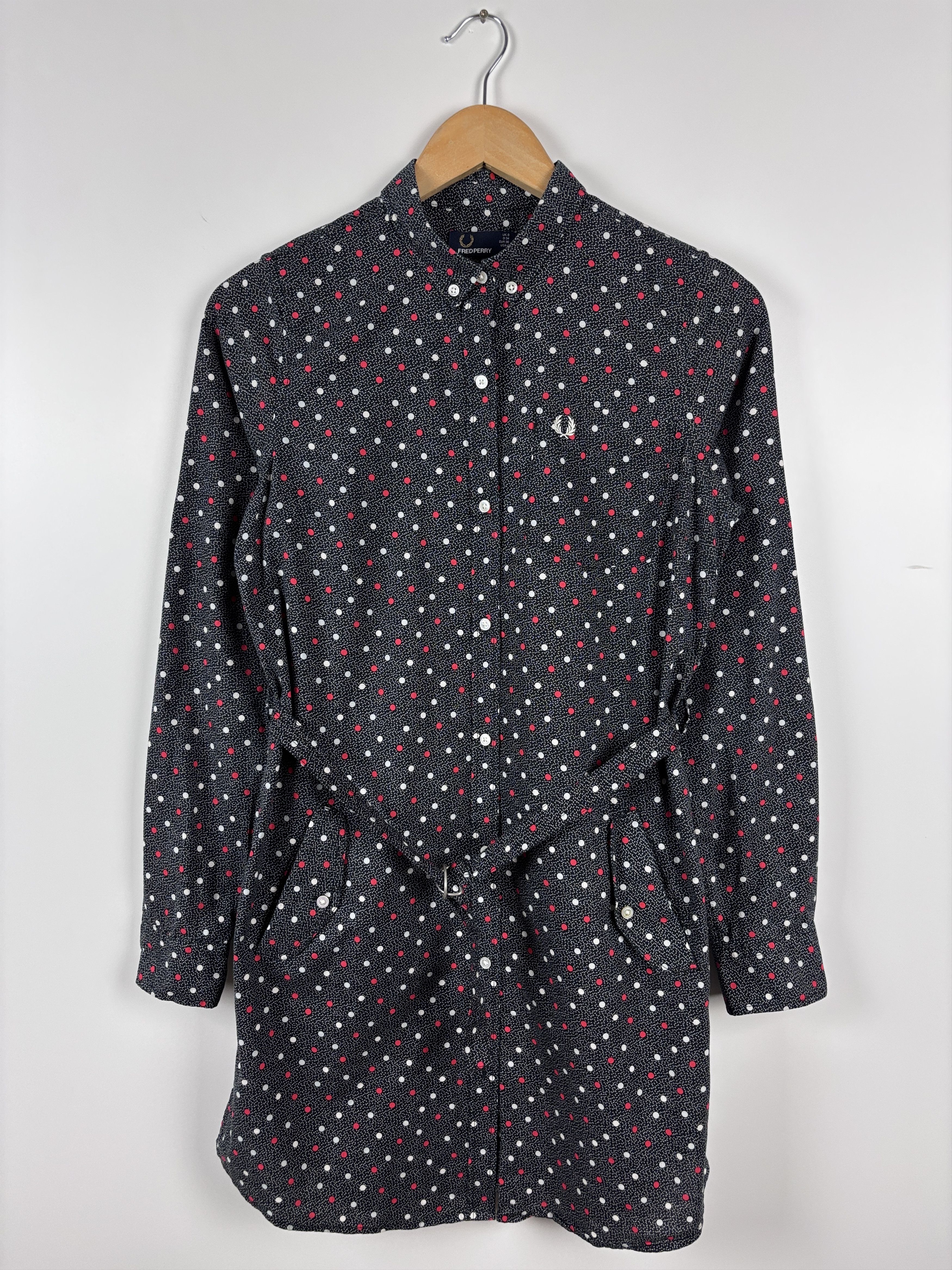 Fred Perry Fred Perry Polka Dot Belted Shirt Dress Gray US 4 / UK 8 Size S / US 4 / IT 40 - 1 Thumbnail
