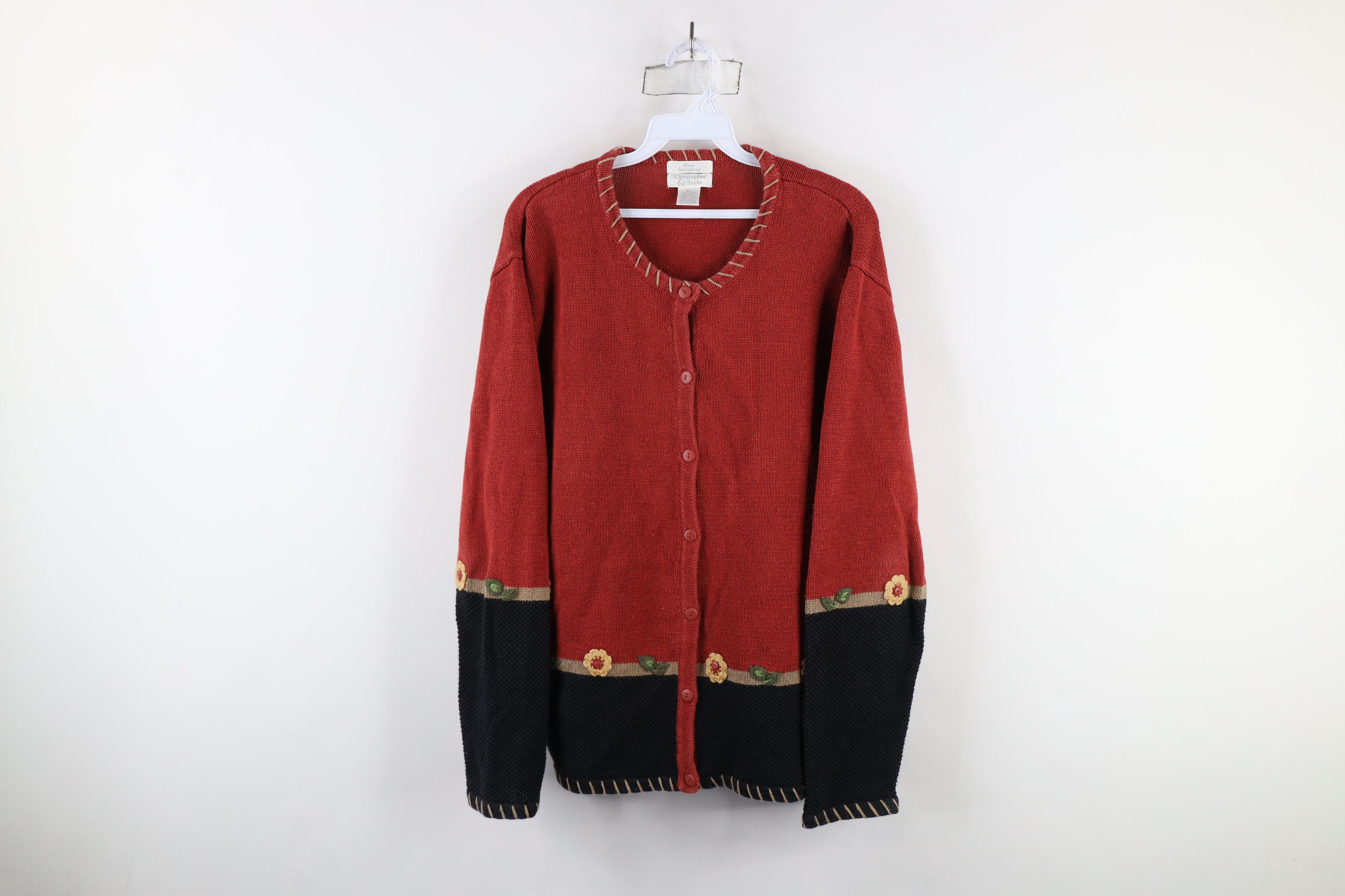 Vintage Vintage 90s Streetwear Embroidered Knit Cardigan Sweater Size XL / US 12-14 / IT 48-50 - 1 Thumbnail