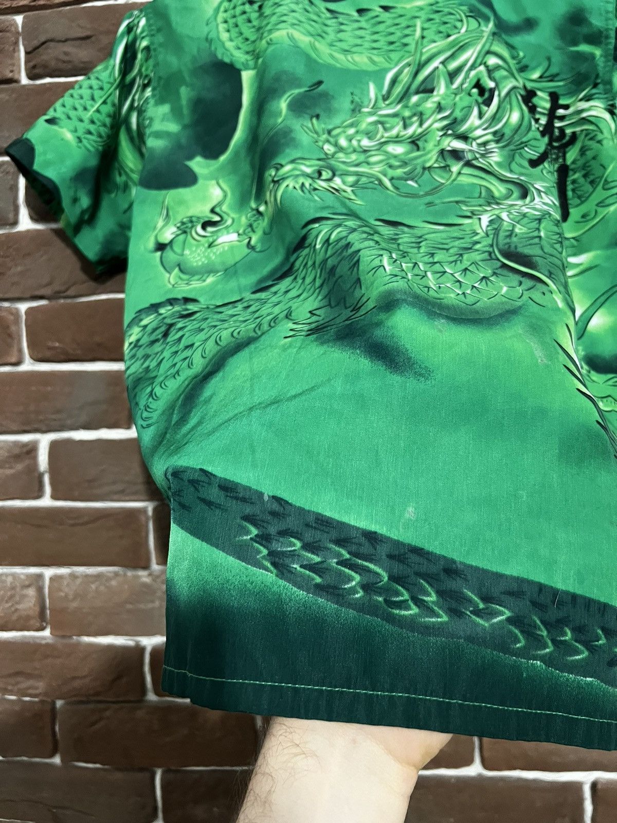 Japanese Brand Vintage Y2k Dragon Flames Drip Button Up Shirt Lik Prada Y2k Size S / US 4 / IT 40 - 7 Thumbnail
