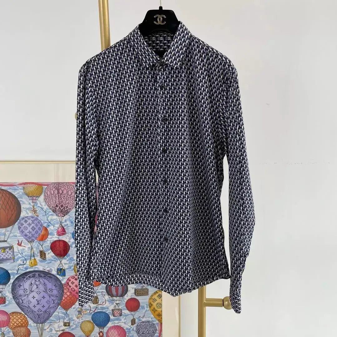 Prada Blue Patterned Long Sleeve Button-Up Shirt Size US L / EU 52-54 / 3 - 1 Thumbnail