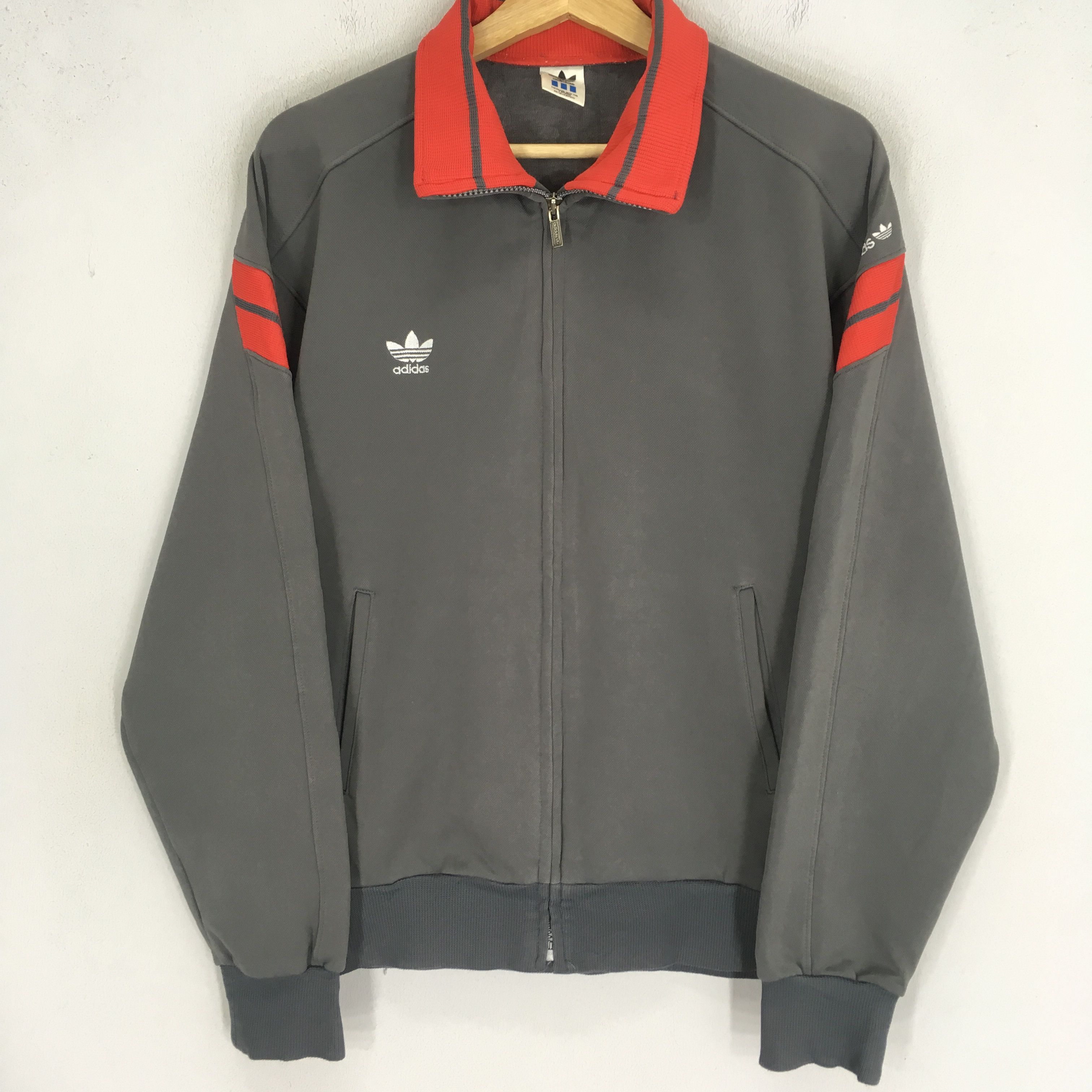 Adidas Vintage 90's Adidas Trefoil Grey Track Top Sweater Sports Size US M / EU 48-50 / 2 - 5 Thumbnail