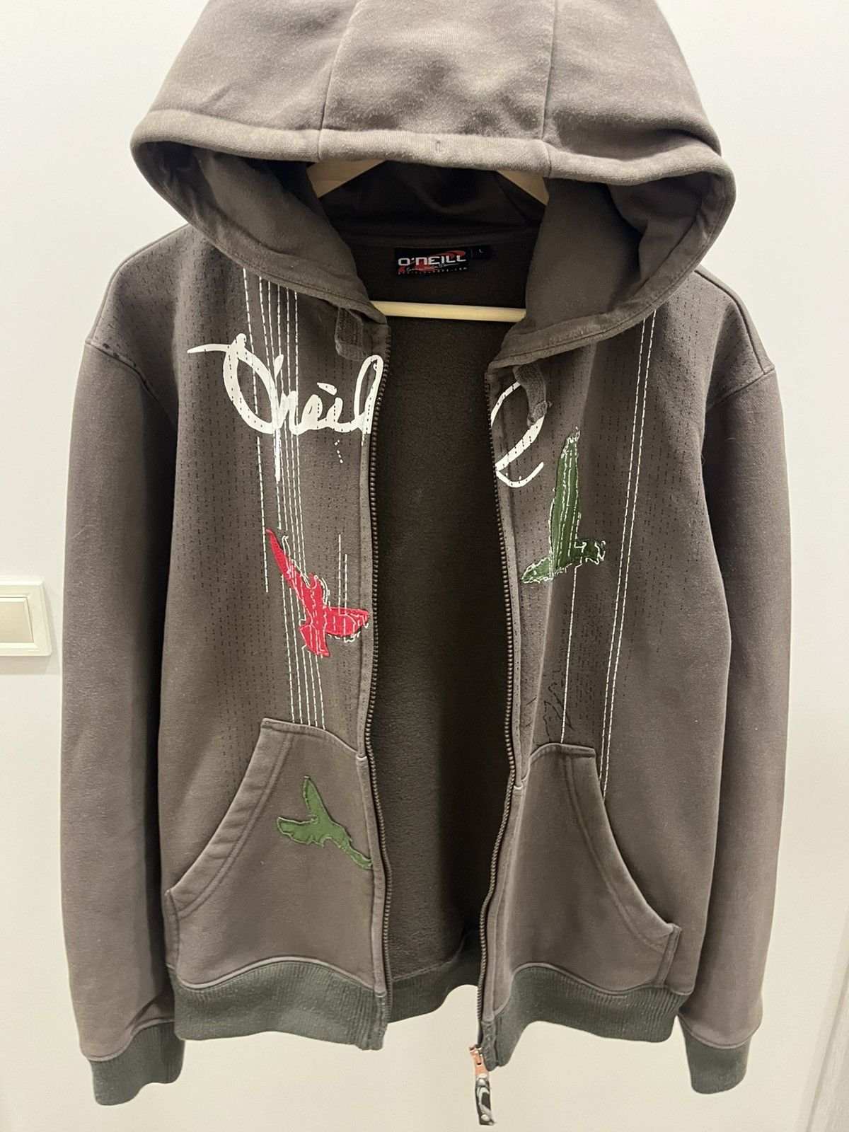 O'Neill Oniel surfwear y2kmocha brown zip up hoodie faded hype Size US L / EU 52-54 / 3 - 5 Thumbnail