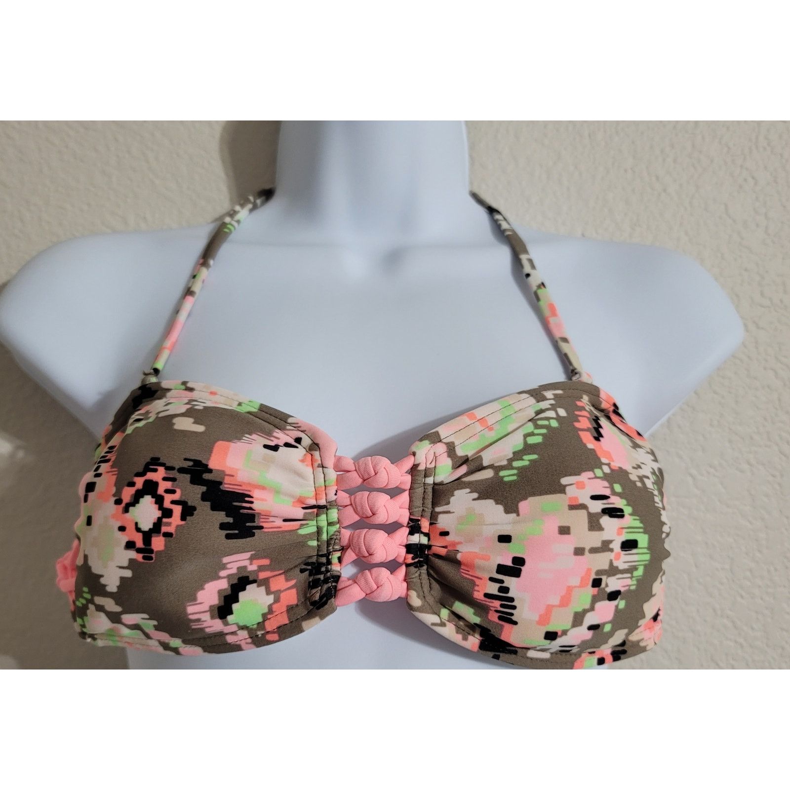 Other Gossip Orange Geo Bandeau Bikini Top S Padded Braided Sides Size ONE SIZE - 1 Thumbnail