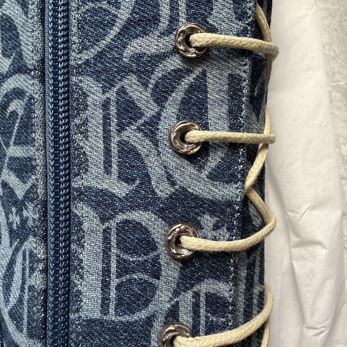 Chrome Hearts Chrome Hearts Denim Monogram Lace-Up Knee Boots Size US 8.5 / IT 38.5 - 8 Thumbnail
