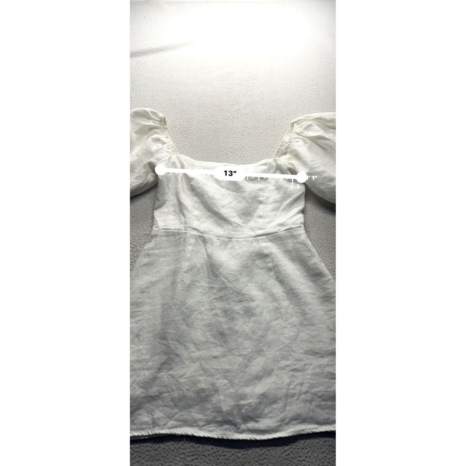 Vintage Verge White Linen Puff Sleeve Mini Dress Size 8 Size M / US 6-8 / IT 42-44 - 7 Thumbnail