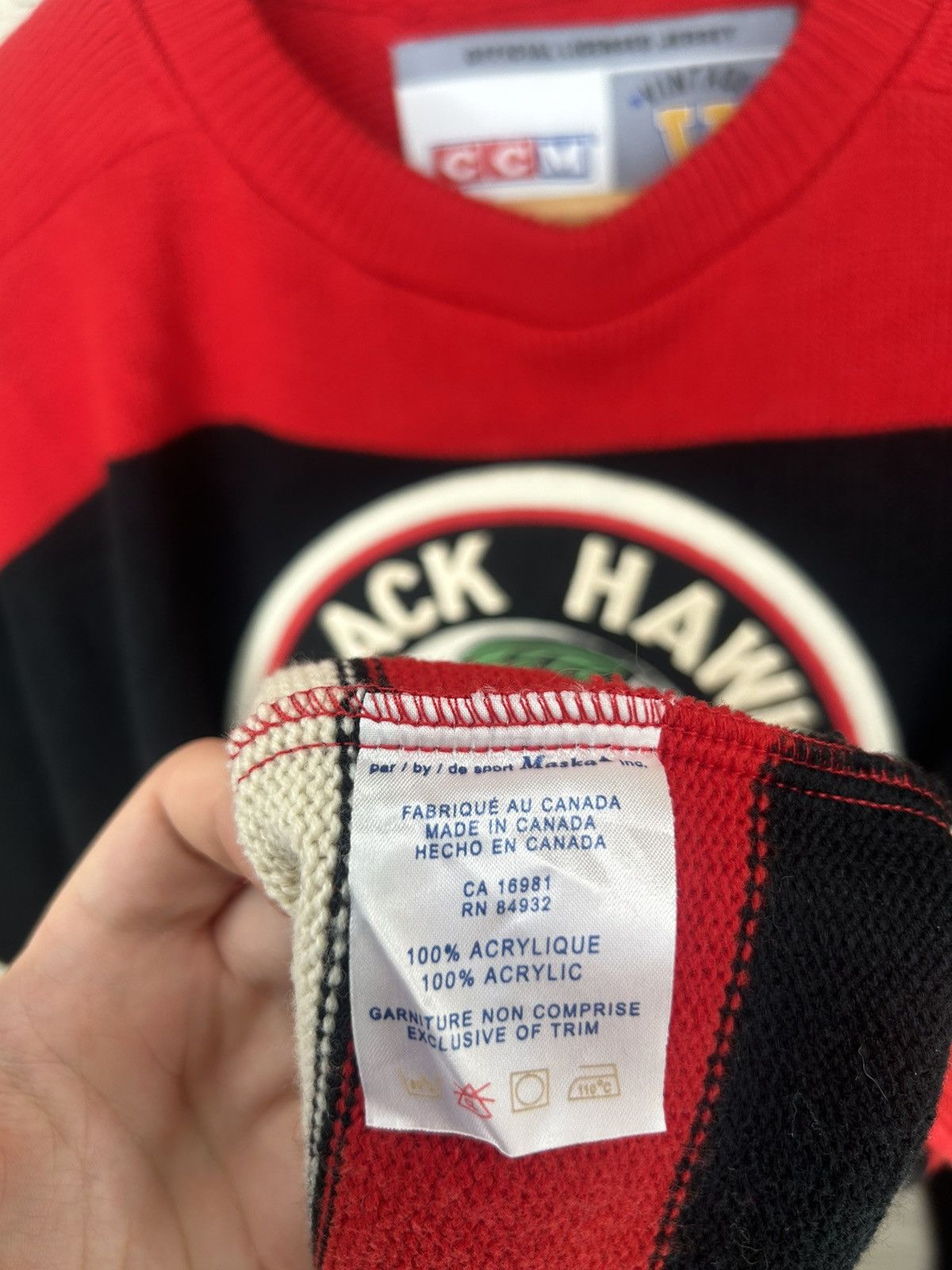 Ccm Vintage CCM Chicago Blackhawks Heritage Knit Jersey Size US L / EU 52-54 / 3 - 14 Thumbnail