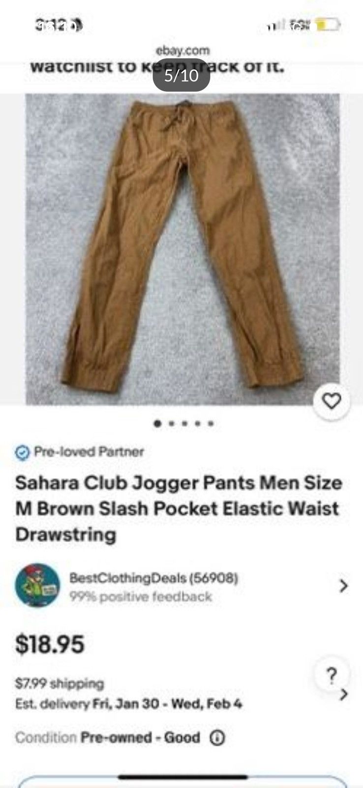 Sahara Club Sahara Club Brown Joggers Elastic Waist Drawstring XL Size US 32 / EU 48 - 5 Thumbnail