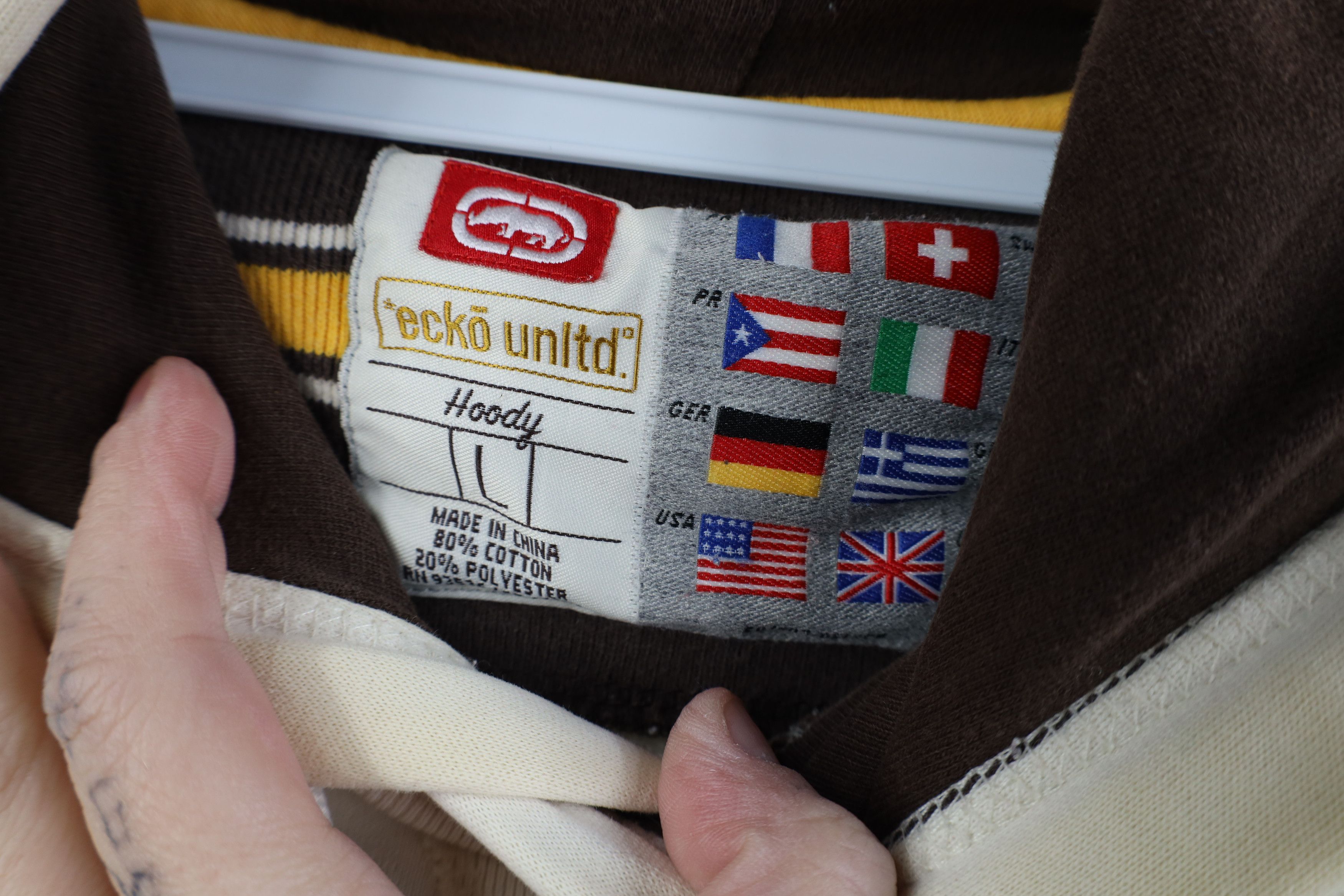 Ecko Unltd. Vintage 90s Y2K Ecko Spell Out Striped Heavyweight Hoodie Size US L / EU 52-54 / 3 - 9 Thumbnail