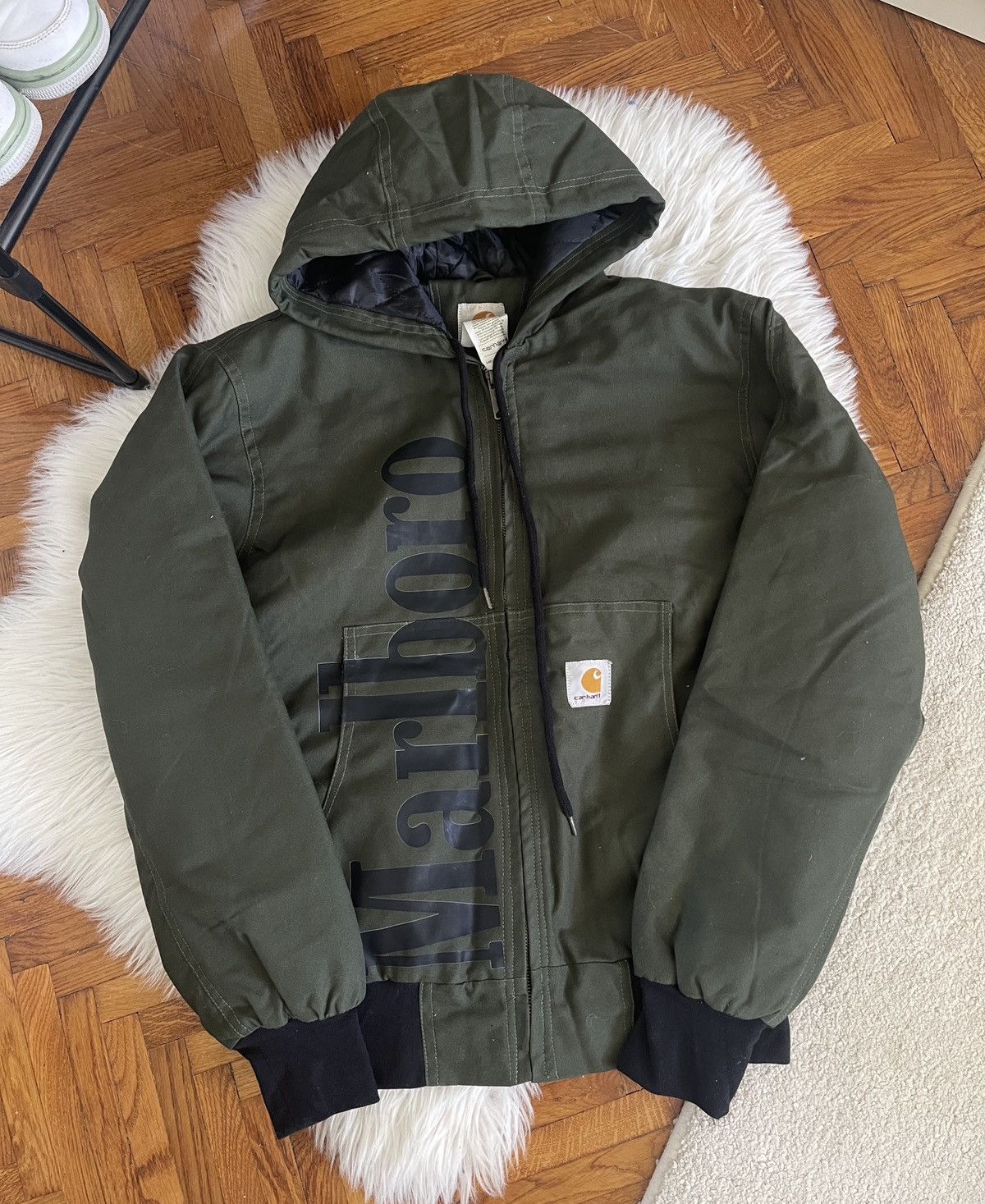 Marlboro CUSTOM Reworked Carhartt x Marlboro Moss Green Active Jacket Size US M / EU 48-50 / 2 - 1 Thumbnail