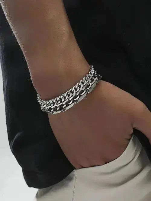 Jewelry Double Layered Chain Link Bracelet Size ONE SIZE - 1 Thumbnail