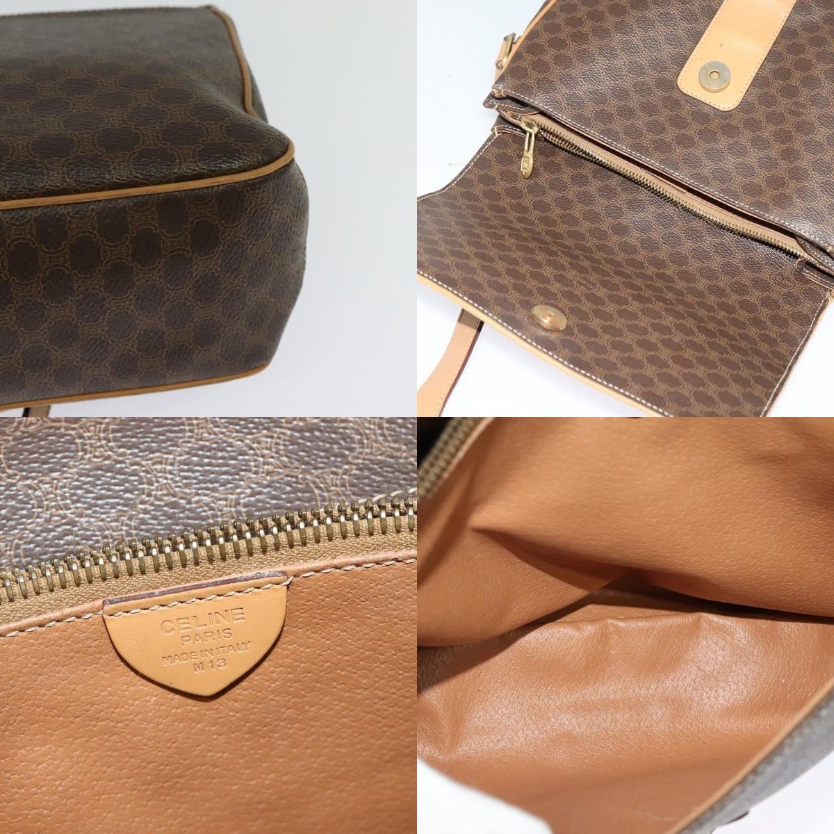 Celine CELINE Macadam Canvas Shoulder Bag Pvc Leather Brown Gold Size ONE SIZE - 11 Thumbnail