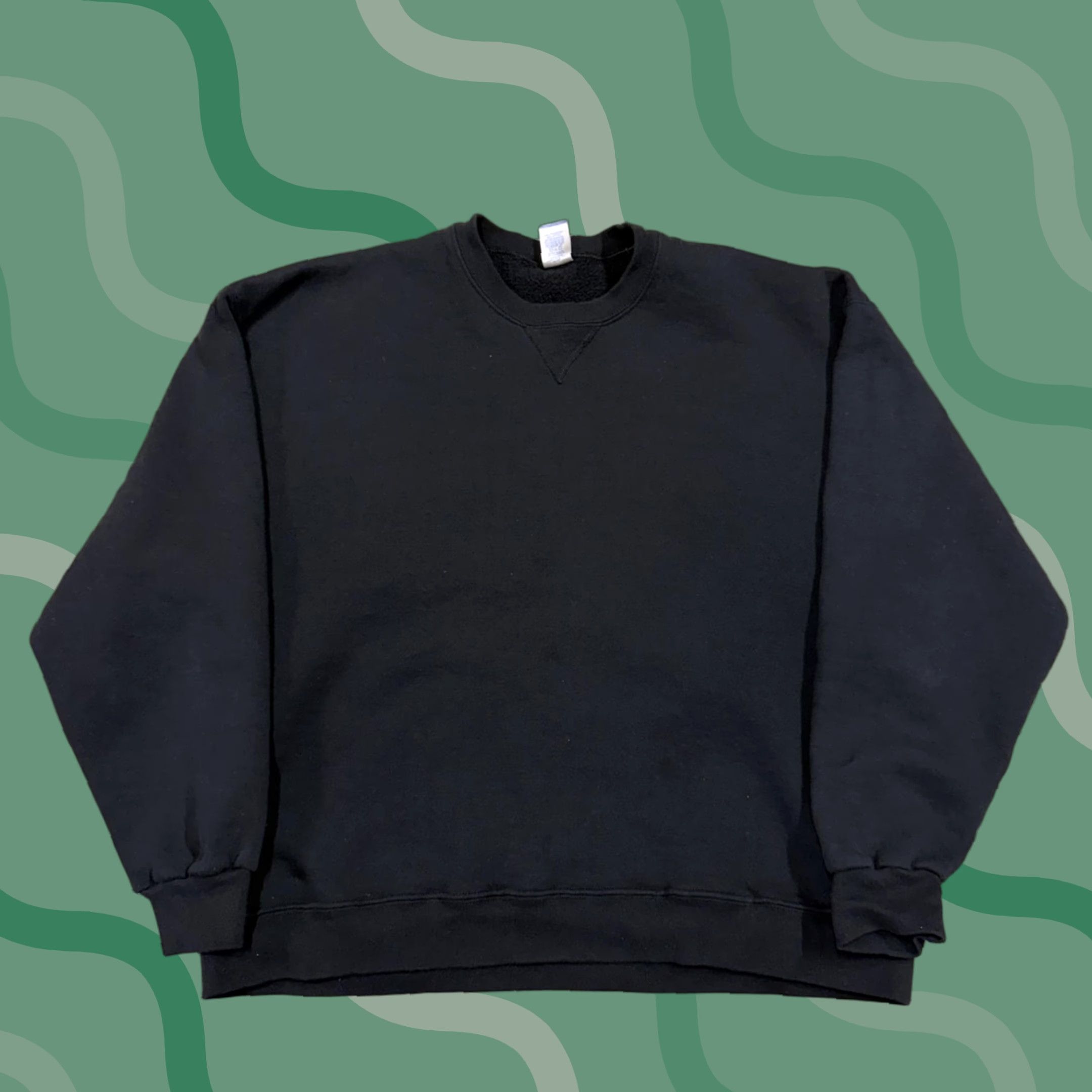 Russell Athletic Sweatshirt Mens XL Black Fleece Crewneck Dri-Power Cotton Blend Solid Pullover Regular