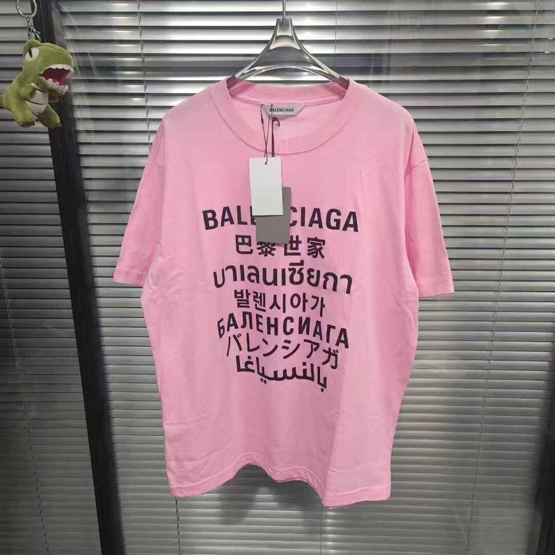 Balenciaga Balenciaga Pink Seven-Language Short Sleeve M Size M / US 6-8 / IT 42-44 - 1 Thumbnail