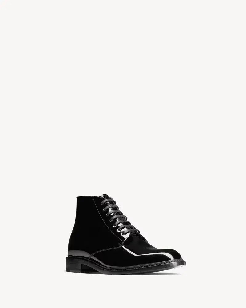 Saint Laurent Paris o1b1hav110125 754706 Army Boots in Patent Leather in Black Size US 10.5 / EU 43-44 - 3 Thumbnail