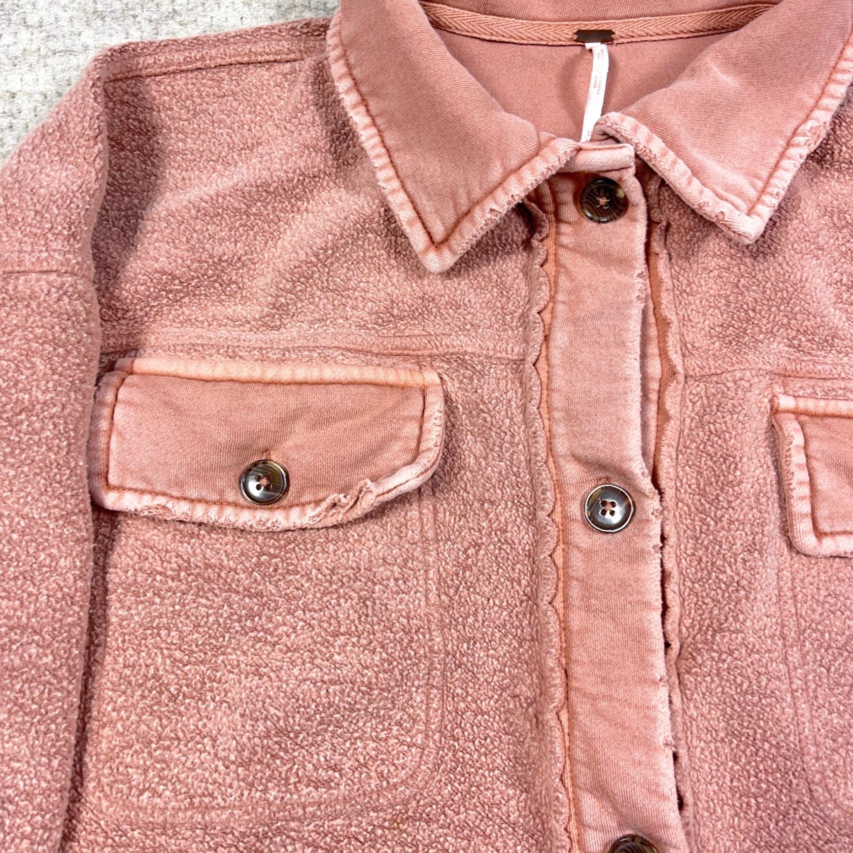 Free People Free People Shacket Women M Pink Ruby Oversized Fleece Jacket Button-Down Collared Bohemian Vintage: No Size M / US 6-8 / IT 42-44 - 5 Thumbnail