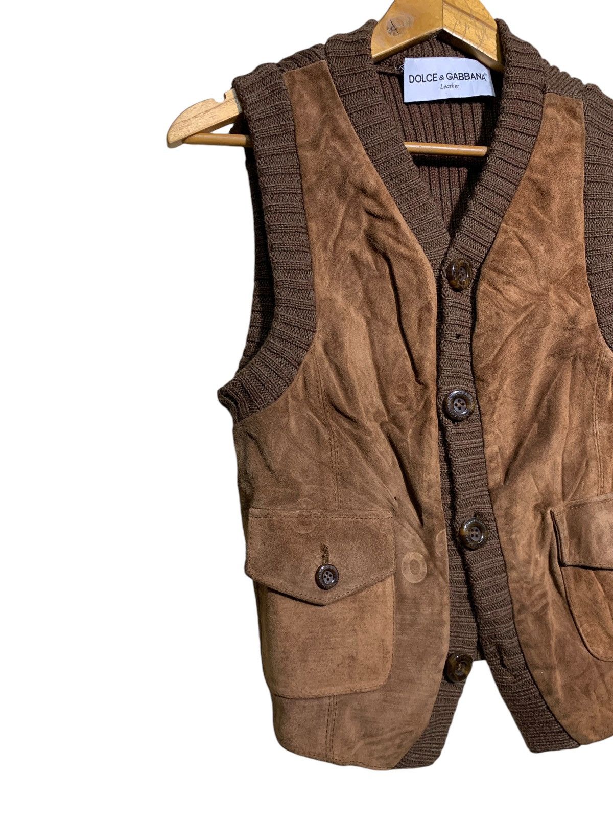Dolce & Gabbana 🔥D&G LEATHER VEST BROWN Size US M / EU 48-50 / 2 - 2 Thumbnail