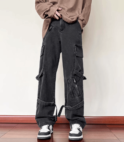 Japanese Brand × Jean American high street men's zippered cargo lace-up jeans Size US 32 / EU 48 - 1 Thumbnail