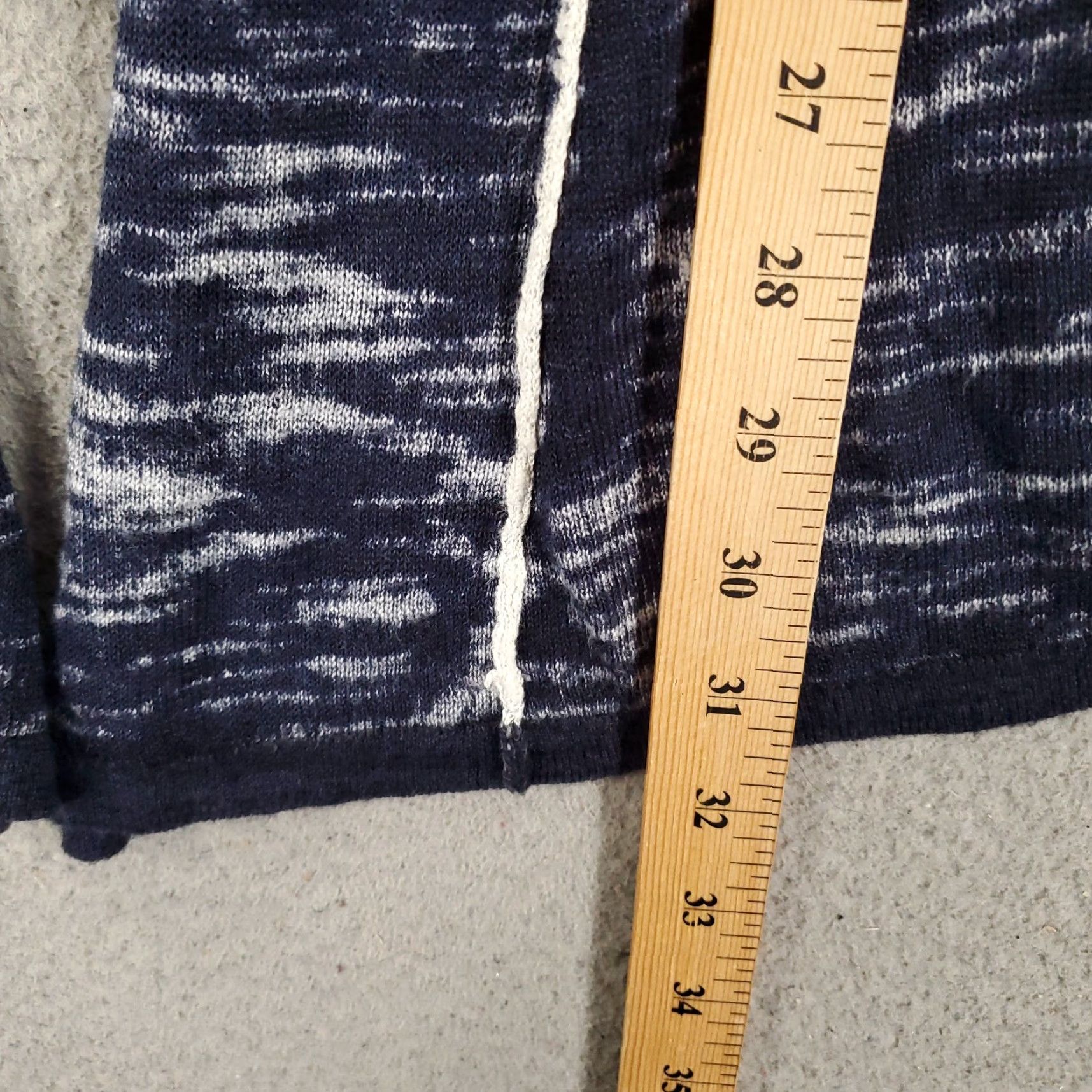 Vintage Chico's Womens Cardigan Sweater XL Blue White Heathered Geometric Knit Open Front Casual Fall Winter Size XL / US 12-14 / IT 48-50 - 3 Thumbnail