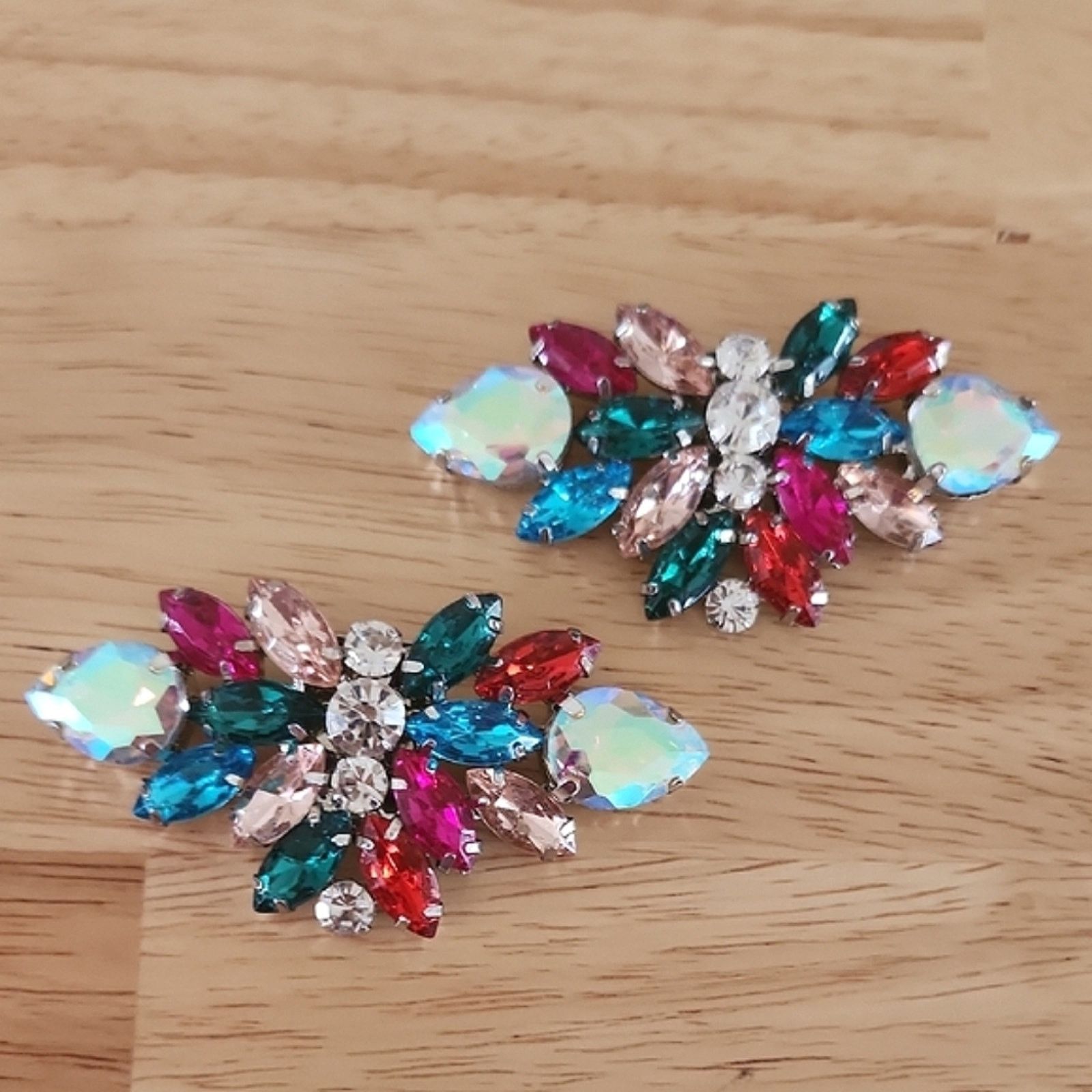 Other COLORFUL ☆ RHINESTONE ☆ SILVERTONE SHOE CLIPS ☆ NIP Size US 4 / IT 34 - 6 Thumbnail