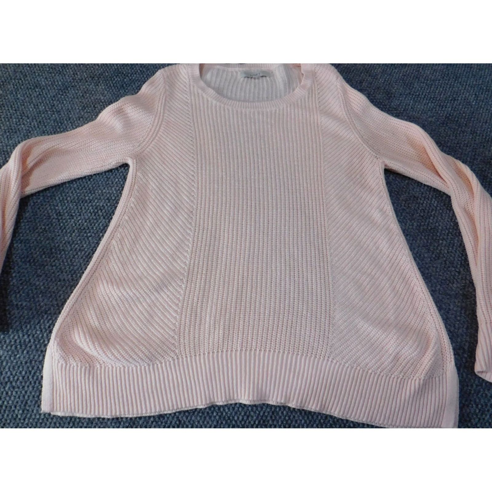 Loft LOFT Pink Large Knit Pullover Crewneck Sweater Womens Regular Long Sleeve Rib Knit Stretch Knit Solid Size L / US 10 / IT 46 - 2 Thumbnail