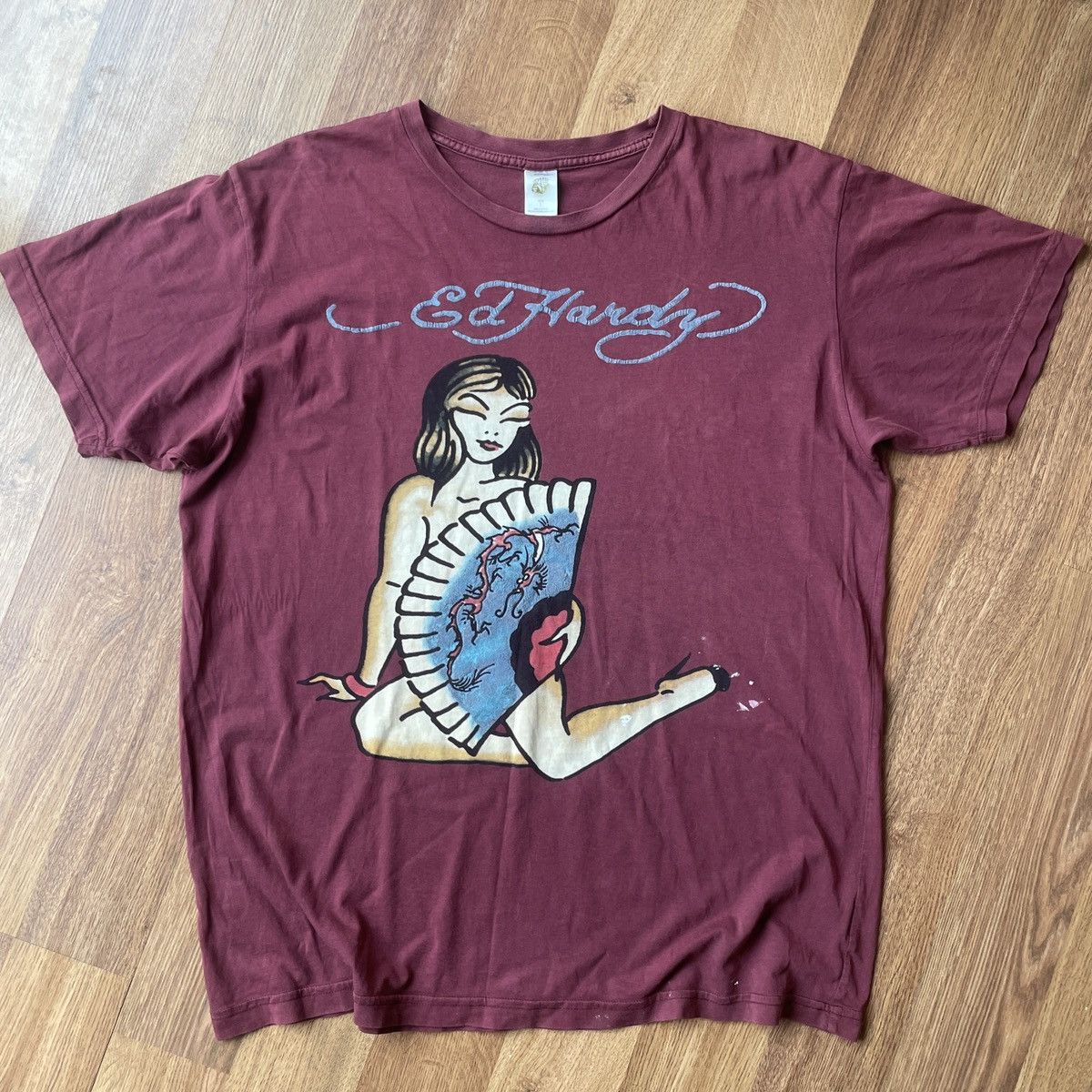 Ed Hardy vintage Ed Hardy maroon t-shirt Size US L / EU 52-54 / 3 - 1 Thumbnail