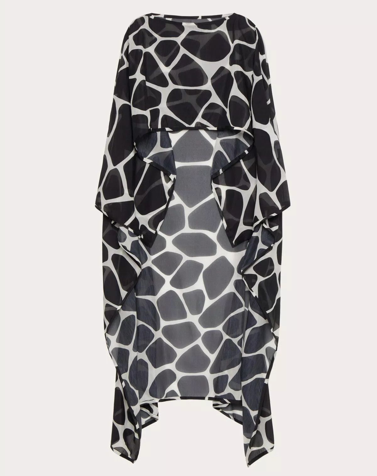 Valentino o1s1wg110925 Voile Cape With Giraffa Print in Black/Avorio Size S / US 4 / IT 40 - 1 Thumbnail