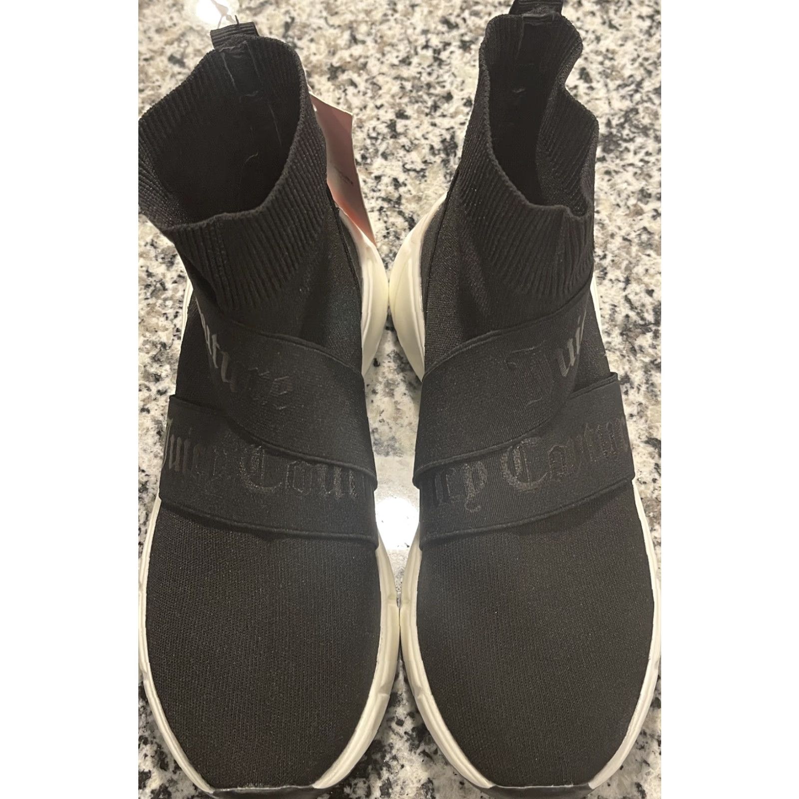 Juicy Couture JUICY Couture Ariella Black Knit High Top Women's Slip-On Sneaker Size 7.5 Shoes Cross Training Comfort M Width Sock-Style Sneaker Womens Size M / US 6-8 / IT 42-44 - 4 Thumbnail