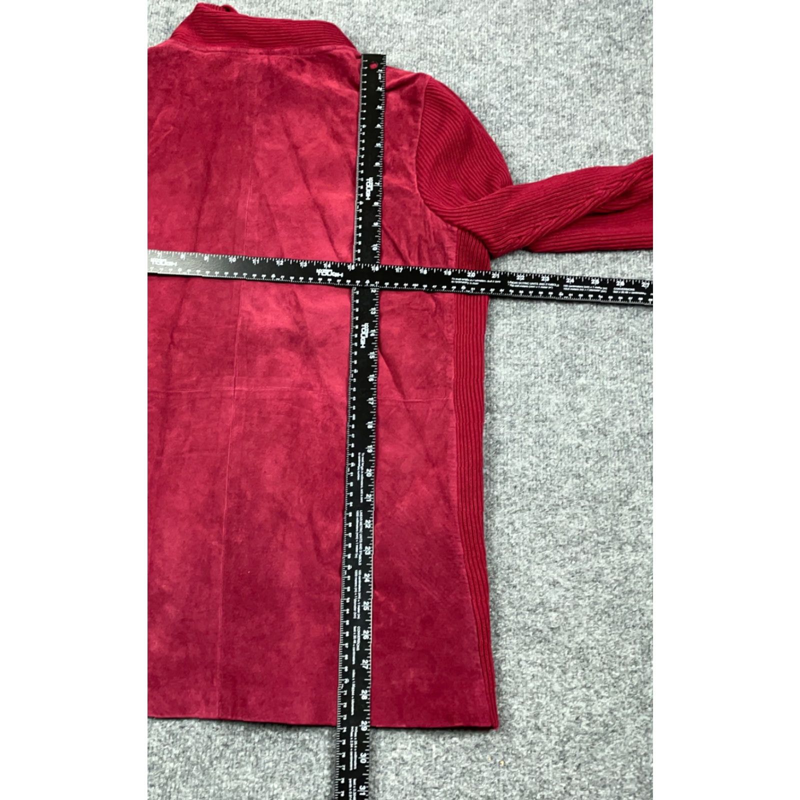 Vintage Vtg Dark Red Suede Shawl Collar Knit Button Up Jacket Women’s Medium Sweater Size M / US 6-8 / IT 42-44 - 5 Thumbnail